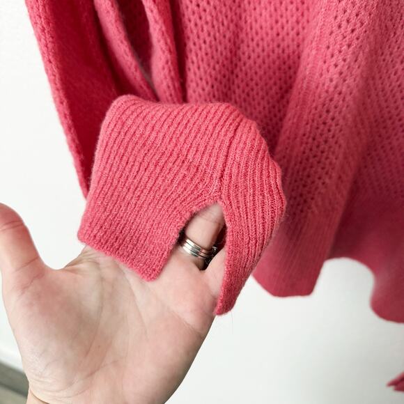 [Michael Stars] Pink Wool Blend Open Knit Cozy V-Neck Cardigan Sweater Sz Large - Picture 9 of 11